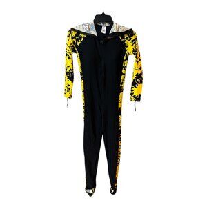 Women’s SBART Black Yellow Lightweight Zip Front Water Sports Swim Suit Size L